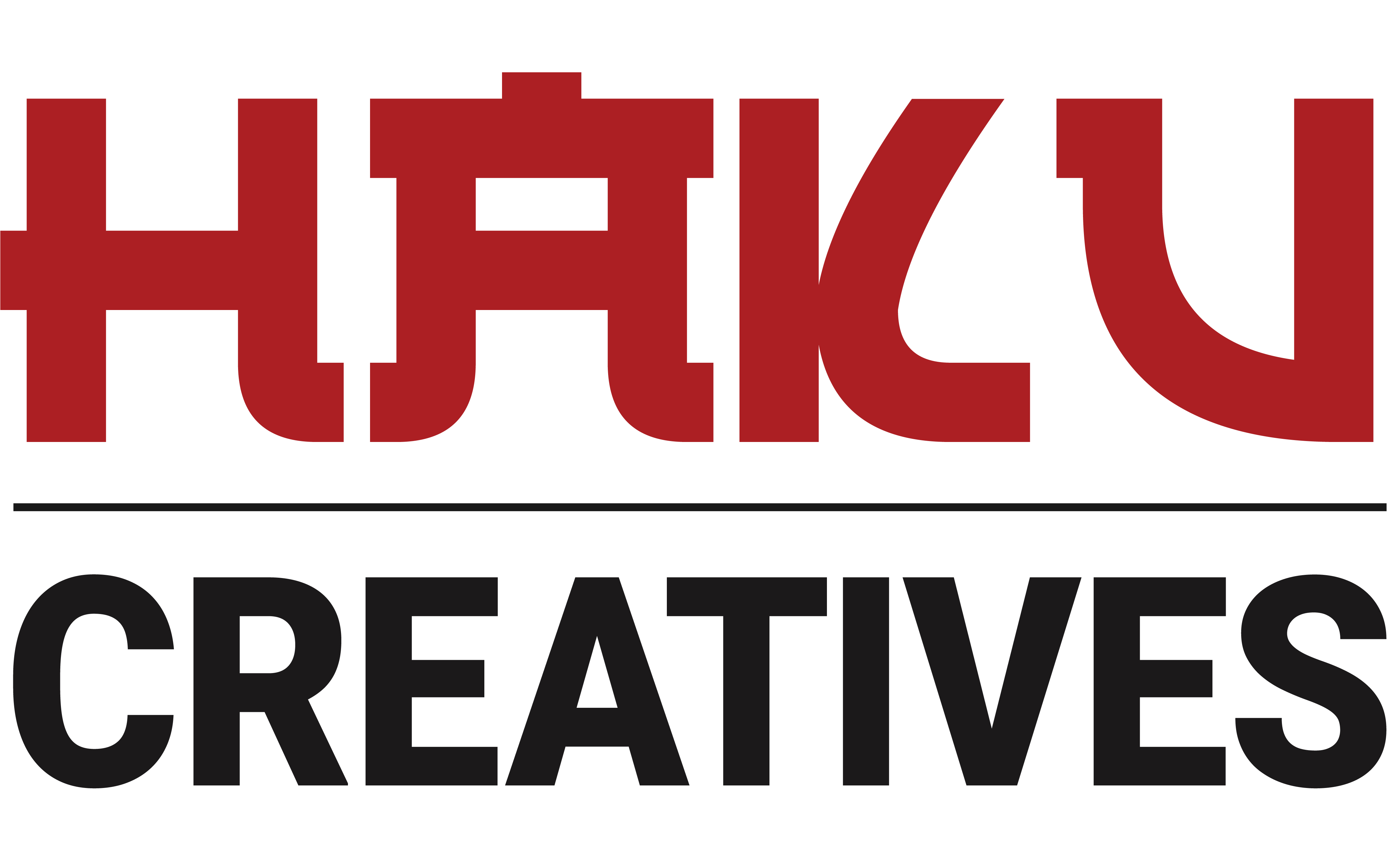 Haku Creatives | Anime Merch & Apparel - Red and black text only logo of Haku Creatives